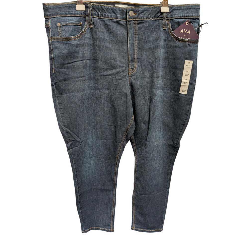 Ava & Viv Skinny Jeans Women 24 Dark Blue NWT High Rise Stretch Denim